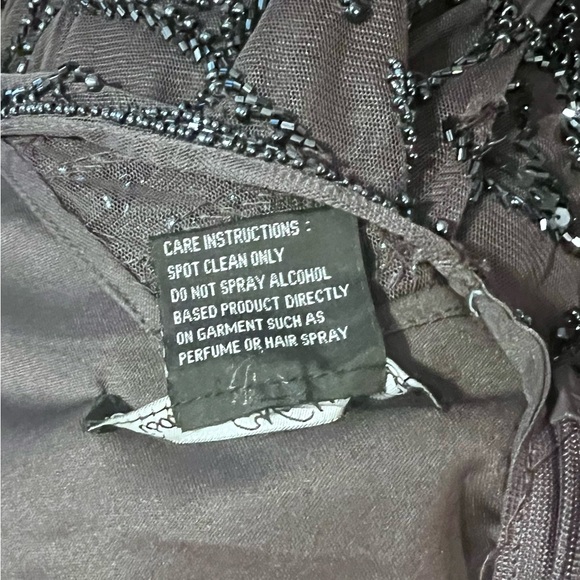 Pisarro Nights Cosmic Navy Beaded Gray Mesh Column  Formal Party Gown Size 4 - Picture 9 of 11